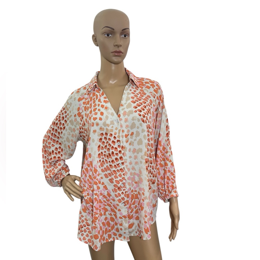 Cabi Go-To Blouse in Peach Cheeky Skin Item #6081 Size Small